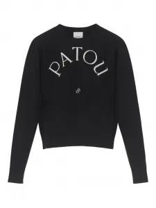 Шерстяной свитер с вышитым логотипом PATOU, черный