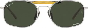 Солнцезащитные очки Ray-Ban Unisex Rb8062 Titanium Square, Silver/Dark Green Polarized