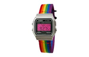 CASIO Мужские часы Retrofit Series с кварцевым механизмом и нейлоновым ремешком, черный циферблат