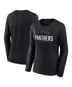 Женская черная футболка Carolina Panthers Plus Size Foiled Play с длинным рукавом Fanatics