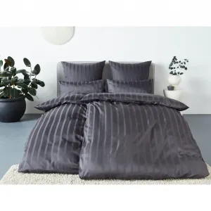 Постельное белье LeGer Home by Lena Gercke «Leonore», атласные полоски Mako из 100% хлопка, размер 135х200 см, антрацит