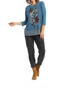 Топ из минерально-состаренного хлопкового жоржета с контрастными вставками, мультиколор Jess & Jane