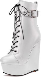 Женские ботильоны Castamere с высоким каблуком на платформе, округлым носком, короткие, на шнуровке и с молнией, Silver