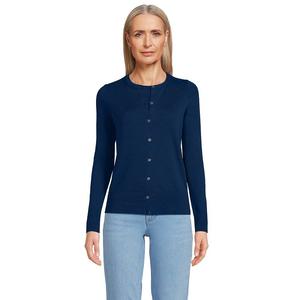 Женский свитер-кардиган из тонкого хлопка Land End Lands' End, цвет Deep Sea Navy