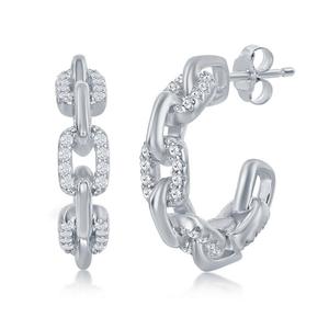 Серьги-кольца с фианитами, 18 мм, открытые, из стерлингового серебра, позолоченные Simona, серебряный