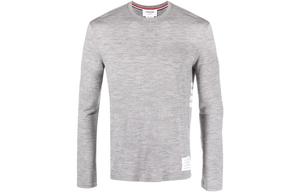 Свитер вязаный с нашивкой Logo Patch THOM BROWNE, светло-серый