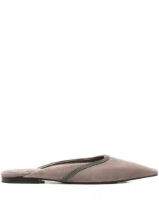 Замшевые мюли с цепочкой Monili Brunello Cucinelli, коричневый