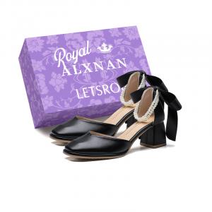 Alxnan Женские туфли на платформе с массивным каблуком - черные с коробкой, цвет Black+Box