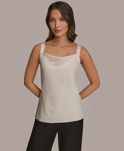 Женская шелковая майка без рукавов с воротником-хомутом Donna Karan New York, Cream