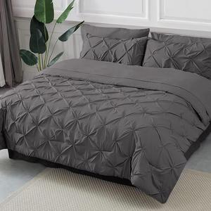 Epic Cotton Комплект постельного белья из хлопка с защипами и стеганый набор в темно-сером цвете Dark Grey