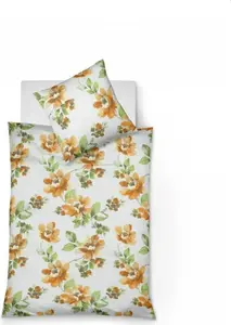 Постельное белье Mako-Satin 135x200 Flowers Egg Yolk Yellow Orange 113375-5 Fleuresse