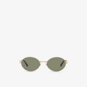 Солнцезащитные очки Saint Laurent Sl692 с металлической овальной оправой, золотой