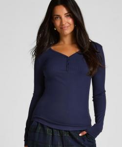 Пижамная рубашка Hunkemöller Henley, темно-синий