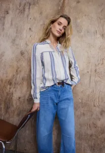 Блузка-Рубашка pzadola Pulz, Creme With Blue Stripe