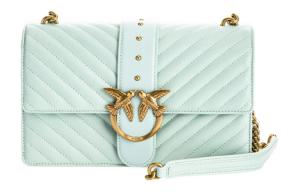 PINKO Кожаная сумка через плечо, женская сумка-кроссбод мятно-зеленого цвета