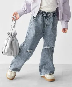 Джинсы прямого кроя с химической обработкой для детей, мальчиков и девочек, весна/лето 2026 Devirock, цвет 002-Chemical Bleach