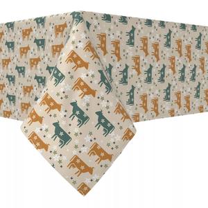 Прямоугольная скатерть, 100% хлопок, 60х120 дюймов, крупный рогатый скот с цветами.