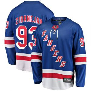 Мужская синяя футболка с логотипом Fanatics Mika Zibanejad New York Rangers Home отколовшегося игрока, цвет Ran Blue