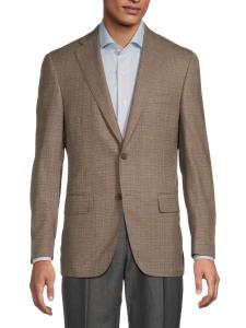 Аккуратное шерстяное спортивное пальто в клетку Modern Fit Heritage Gold, серо-коричневый