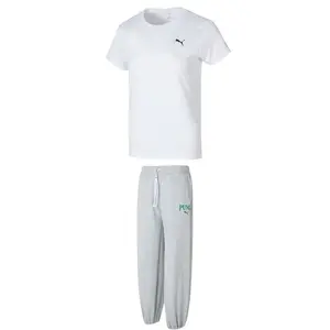 PUMA Женский комплект одежды Casual Suits белый топ + серые брюки