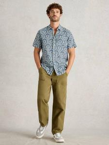 Футболка Finsbury Cotton Regular Fit с эффектом плитки White Stuff, Blue/Multi