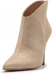 Женские ботильоны Pazzion с сексуальным дизайном, широкая голень, заостренный закрытый носок, высокие каблуки, задняя молния, короткие ботинки, формальные профессиональные рабочие туфли, размеры US 4-16, Nude