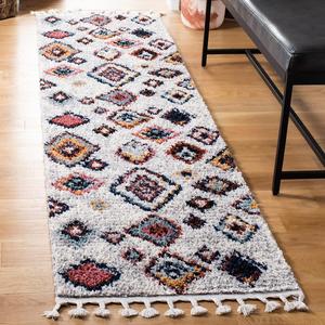 Ковер-дорожка SAFAVIEH, 67 x 214 см, Morocco Collection, Ivory & Multi, марокканский богемный племенной дизайн, не линяет и прост в уходе, идеален для помещений с высокой проходимостью в гостиной, спальне (MRC940A)