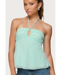 Женский топ-халтер из шифона с пайетками и вырезом-замочной скважиной Edikted, Aqua