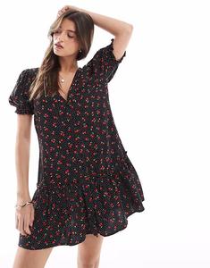 Платье-халат Miss Selfridge с принтом Black Cherry Print