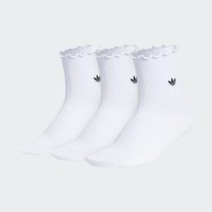 Носки Adidas Unisex Originals Ruffle 3-Pack Quarter, белый/черный