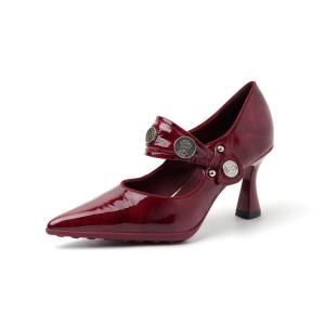 Echo&yolo Женские туфли Мэри Джейн на массивном каблуке красные, цвет Red