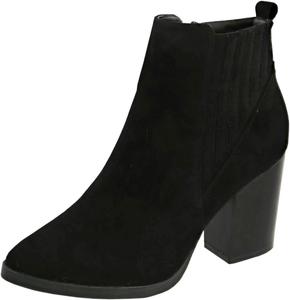 Женские ботильоны TOP Moda с резинкой Челси, массивный средний каблук, Black Suede