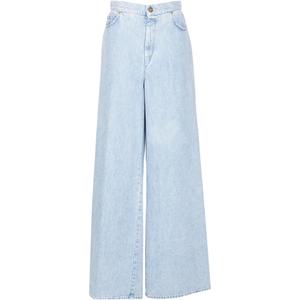 Max Mara Affari Logo Patch Wide Leg Jeans MaxMara, светло-синий