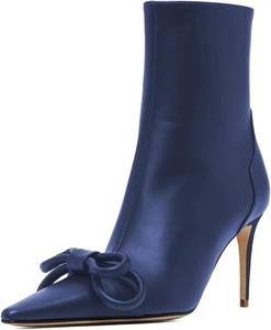 Женские ботильоны FYS с заостренным носком, высоким каблуком-стилето, боковой молнией, короткие ботинки, модные зимние и осенние уличные туфли, размер 4-16 US, Dark Blue