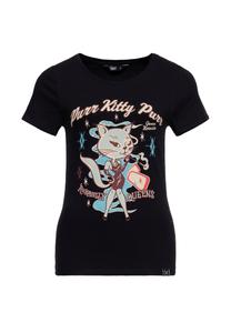 Футболка с рисунком в стиле рокабилли Purr Kitty Purr Queen Kerosin, черный