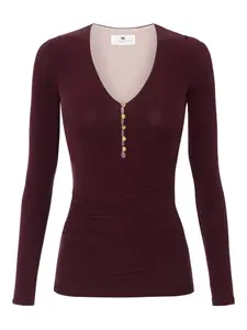 Футболка с длинными рукавами и пуговицами Elisabetta Franchi, красный