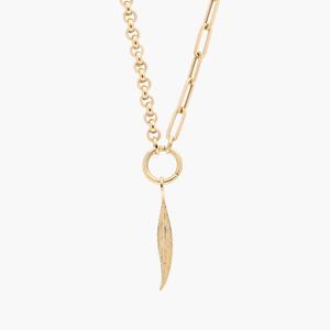 18-дюймовая цепочка из смешанных звеньев с подвеской в виде листа из 14-каратного желтого золота Blue Nile