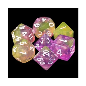 Набор Poly — лимонное желе с белым (7), Dice Sets - Resin/Acrylic - Rainbow & Multi-Colored (Foam Brain Games)