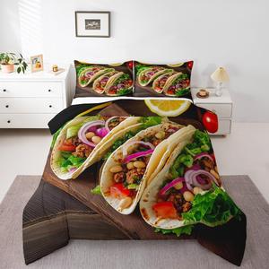 Erosebridal Комплект постельного белья Taco Comforter Set Full с принтом буррито для детей и взрослых, веселое оформление комнаты, Taco 03