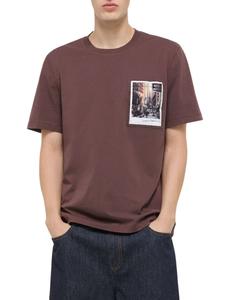 Футболка из хлопка с круглым вырезом и принтом открытки Helmut Lang, цвет Brick