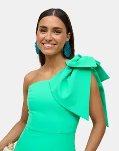 Платье с разрезом сзади и деталью в виде банта на плече MIPHAI, зеленый