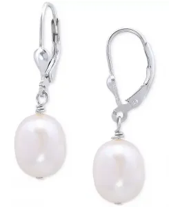 Серьги-Подвески из культивированного пресноводного барочного жемчуга (10 мм) с застежкой-рычагом, созданные для Macy's Giani Bernini, silver