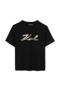 Детская хлопковая футболка Karl Lagerfeld, черный