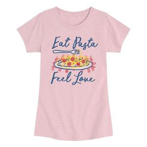 Футболка с принтом для девочек 7-16 лет eat pasta feel love Licensed Character, Heather Pink