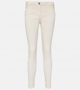Узкие джинсы со средней посадкой Brunello Cucinelli, белый