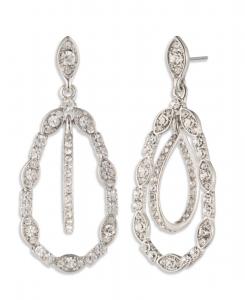 Динамические серьги-обручи из стеклянных кристаллов (также в серебристом и розово-золотом исполнении) Givenchy, Silver