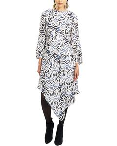 Платье Natori из смесового шелка с асимметричной драпировкой и разрезом на рукавах, белый