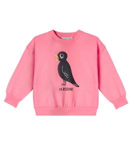 Чёрный свитшот из хлопкового джерси Mini Rodini, розовый
