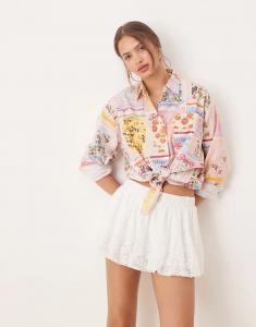 Мини-юбка Miss Selfridge с кружевом и пузырьками