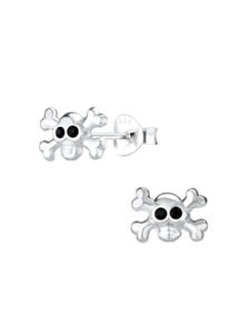 Alexander York Серьги в виде черепов, серьги-гвоздики с черными кристаллами из серебра 925 пробы, комплект из 2 штук